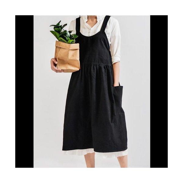 エプロン ワンピースエプロン ハイウエスト ジャンパースカート風エプロン エプロンドレス リネン 北欧デザイン ポケット付 カフェ風 おしゃれ Bp046 ダイレクト販売サービス2号店 通販 Yahoo ショッピング