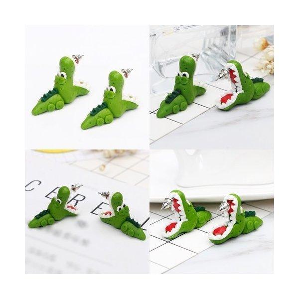 クアラントット幸福なワニK18金ダイヤ片耳ピアス ゴールド クロコダイル鰐クロコ クアラントット幸福なワニK18金ダイヤ片耳ピアス ゴールド