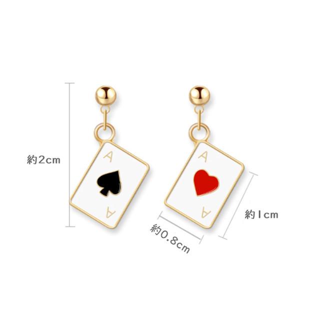 レディース アクセサリー イヤリング トランプ柄 赤 ハート柄 黒 スペード柄 かわいい レトロ おしゃれ きれいめ ゴールド 揺れる ぶら下がり :ngab979:ダイレクト販売サービス ヤフー店 通販 ノンホールピアス イヤリング トランプ スペード 緑 赤 パール ハンドメイド