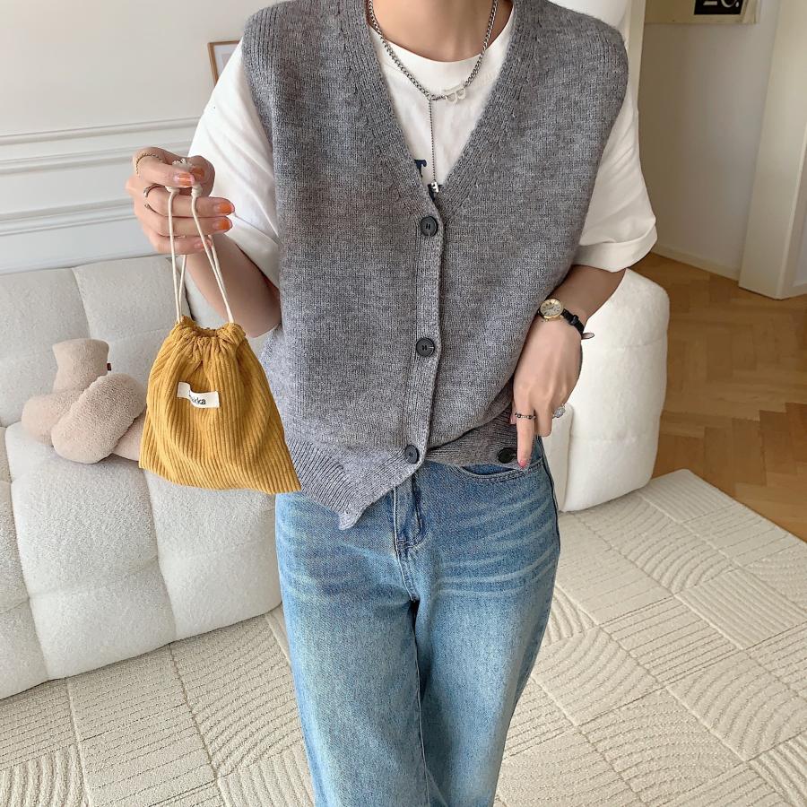 コーデュロイ ポーチ 巾着袋 韓国 レトロ 無地 化粧ポーチ シンプル おしゃれ かわいい 女子 中学生 高校生 レディース |  | 10