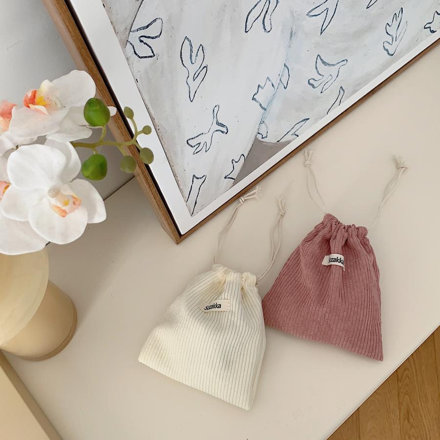 コーデュロイ ポーチ 巾着袋 韓国 レトロ 無地 化粧ポーチ シンプル おしゃれ かわいい 女子 中学生 高校生 レディース |  | 14