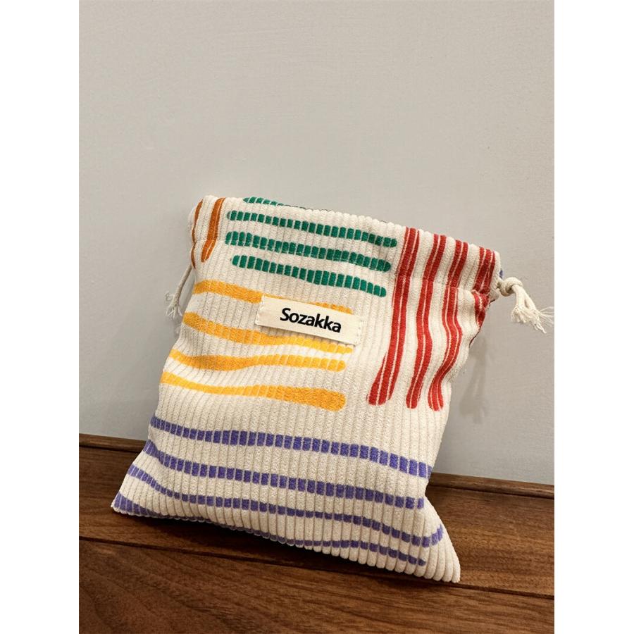 コーデュロイ ポーチ 巾着袋 韓国 レトロ 無地 化粧ポーチ シンプル おしゃれ かわいい 女子 中学生 高校生 レディース |  | 17