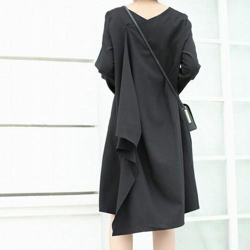 ブラック フリーサイズ ワンピース ２wayワンピース 長袖 レディース お呼ばれ 結婚式 アシメワンピース 膝丈ワンピ クール モード系 Zfaa051 ダイレクト販売サービス ヤフー店 通販 Yahoo ショッピング