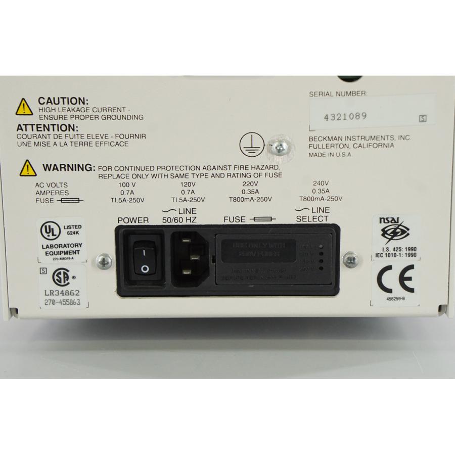 USED 8日保証 BECKMAN COULTER DU 800 SPECTROPHOTOMETER 【微量】 電源コード[ST02563-0006]
