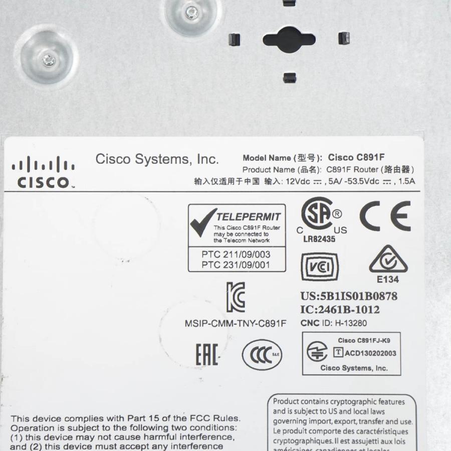 PG]USED 8日保証 22台入荷 初期化済 CISCO C891FJ-K9 V01 891F