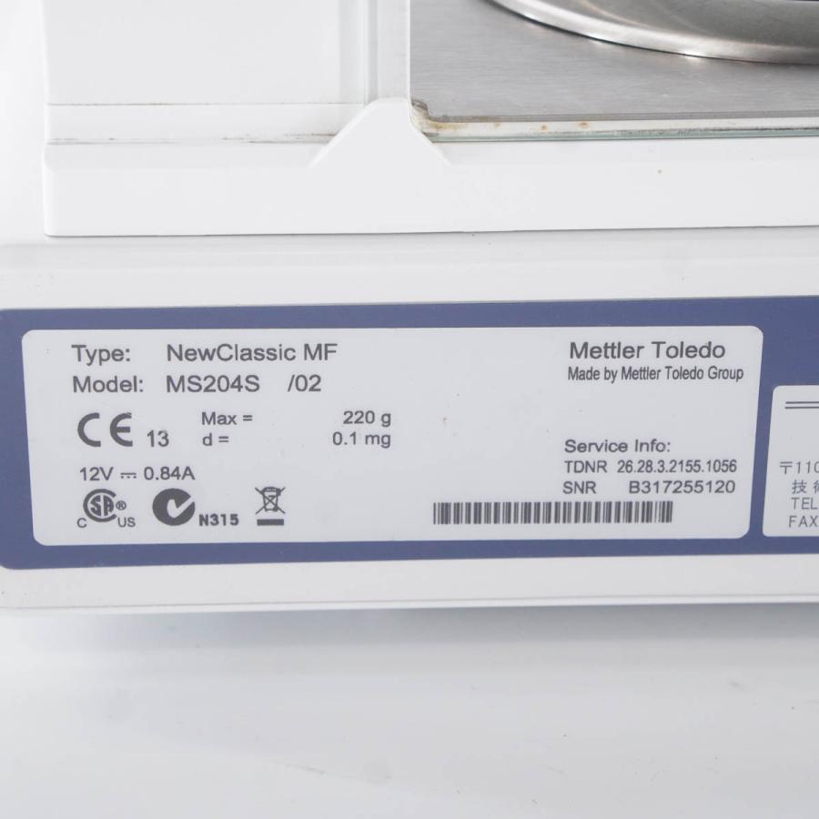 [JB]USED 現状販売 METTLERTOLEDO MS204S /02 分析天秤 Max220g ACアダプター [ST04296 ...