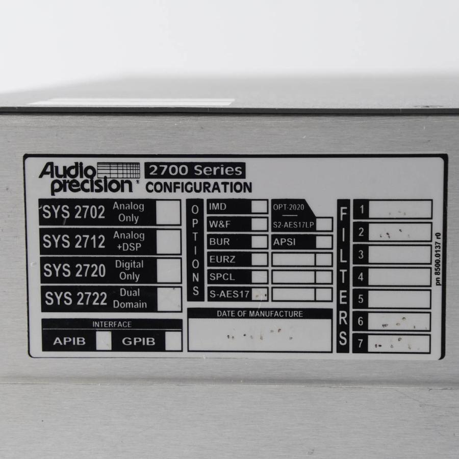 [DW]USED 8日保証 Audio precision SYS-2722 2700Series AP Audio Analyzer オーディオアナライザー PSIA-2722 ACアダプタ...[05586-0023]｜dirwings｜09