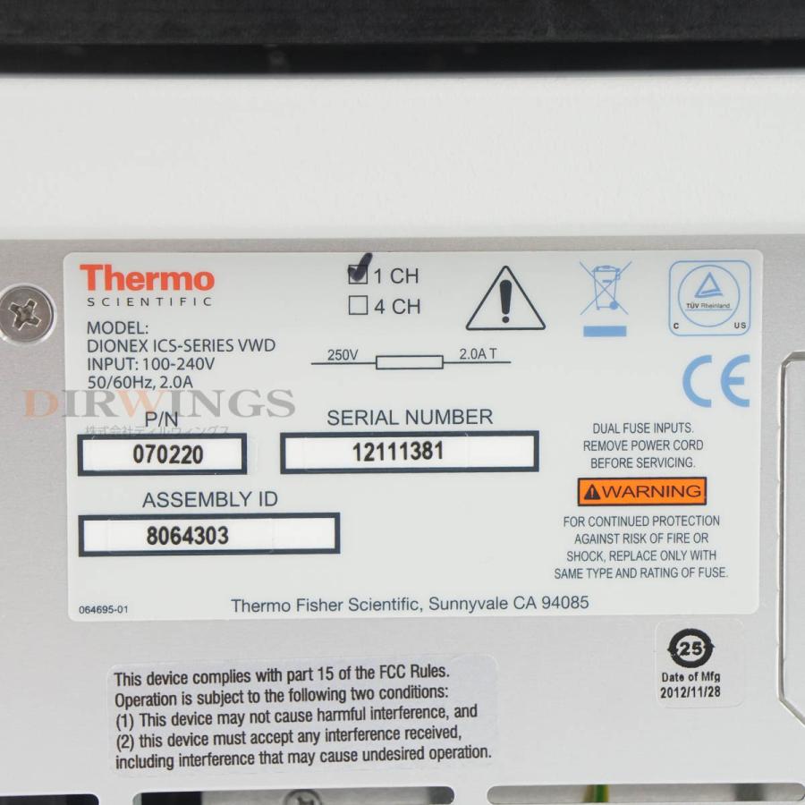 [DW]USED 8日保証 Thermo SCIENTIFIC DIONEX ICS-1600 AS-AP VWD ダイオネクス Ion ...