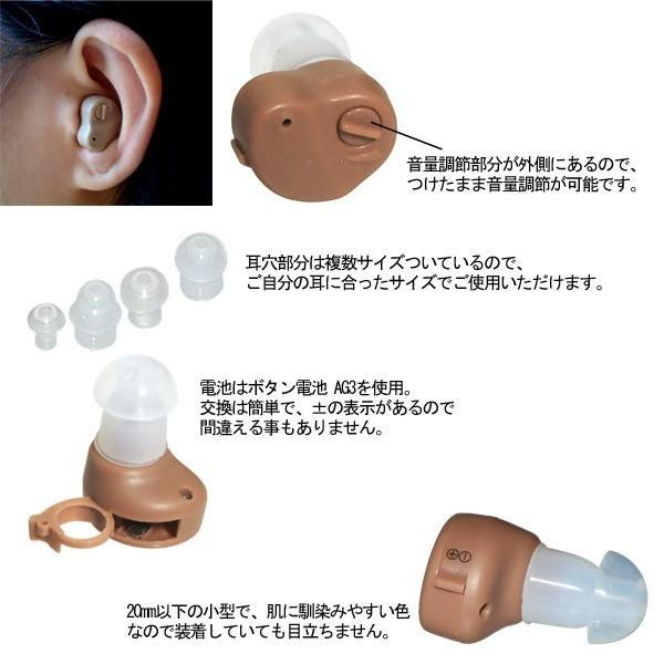 集音器 耳穴型 電池式 小型集音器 耳穴型補聴器 簡単 馴染む 目立た