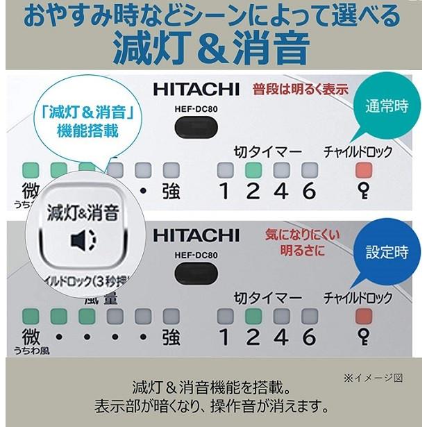 日立 DC扇風機 扇風機 6段階 風量調整 組み立て不要 HEF-DC80 扇風機 サーキュレーター 首振り DCモーター 省エネ リモコン付 タイマー｜discount-spirits2｜04