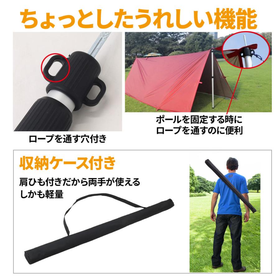 テントポール 伸縮 2本セット アルミポール 3m テント用 タープ用 軽量