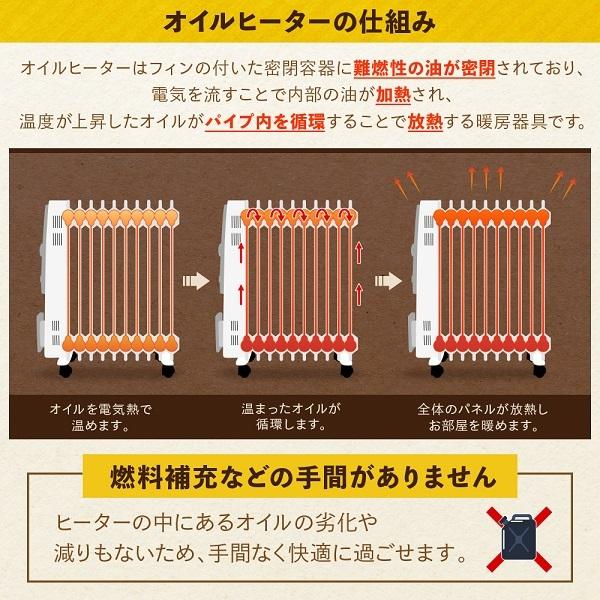 電気ヒーター 電気ストーブ オイルヒーター 省エネ 電気代 ヒーター 12畳用 ファンヒーター 速暖 おしゃれ キャスター付き｜discount-spirits2｜07