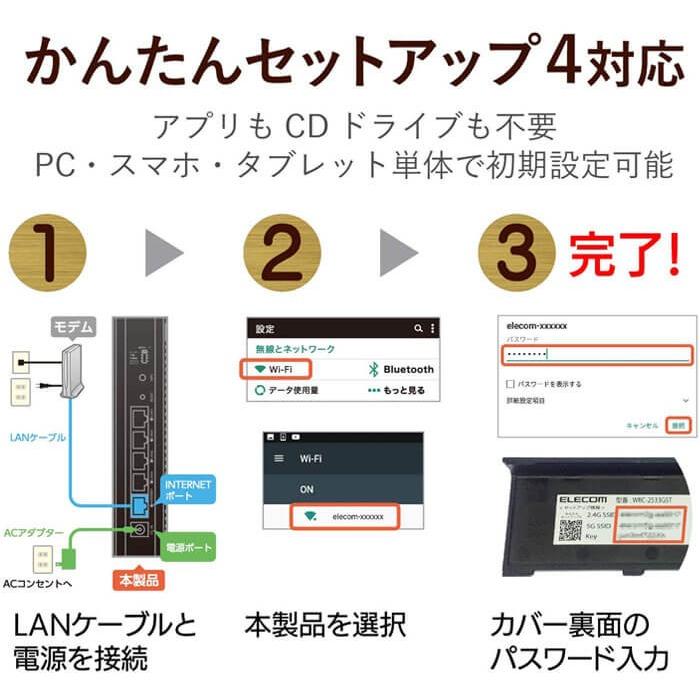 Wi-Fi 無線lan ルーター 無線親機 無線LANルーター 親機 Wi-Fiルーター エレコム elecom WiFi 11ac ac2600 1733+800Mbps WRC-2533GST2 IPv6 対応 訳あり｜discount-spirits2｜05