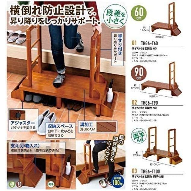 手すり付き玄関台 100cm 両手 玄関台 踏み台 手すり付き 手すり 玄関 台 おしゃれ スリム Thg6 T100 Earth Wing 通販 Paypayモール