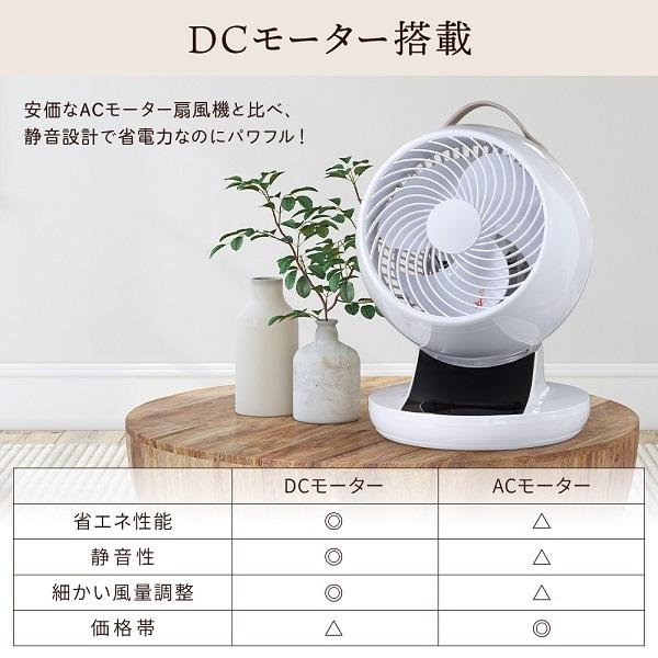 サーキュレーター dcモーター おしゃれ リビング 回転 DC 静音 扇風機 首振り 省エネ リモコン コンパクト タイマー 送風機 換気 空気循環 節電 ホワイト｜discount-spirits2｜07