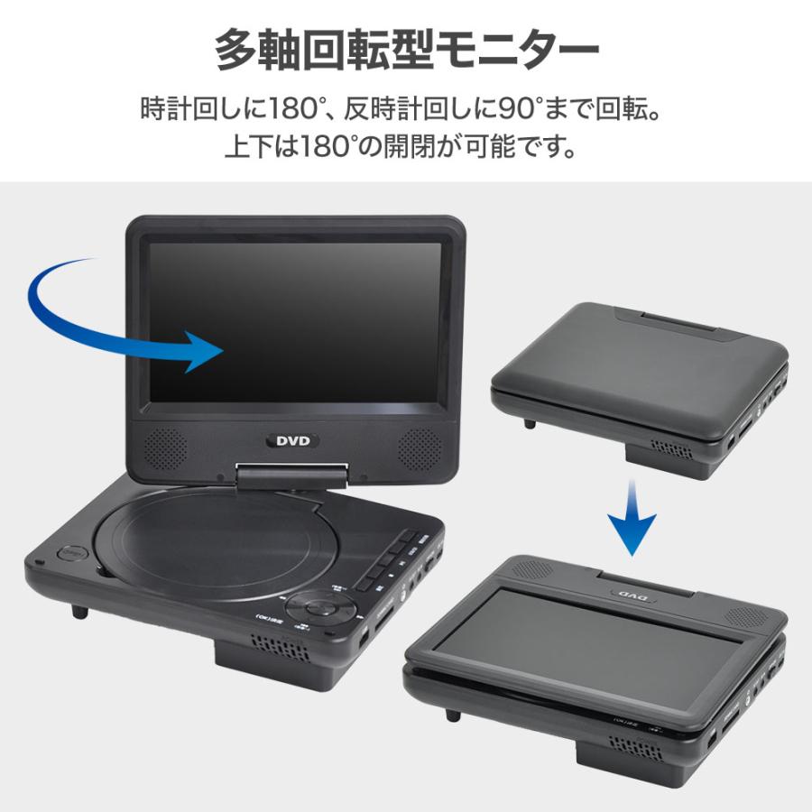 ポータブルdvdプレーヤー ポータブル dvdプレイヤー 7型 7インチ 車 12V 車載 cprm 4電源 Type-Cケーブル リモコン 車載バッグ AVケーブル ポータブルdvd 電源｜discount-spirits2｜06