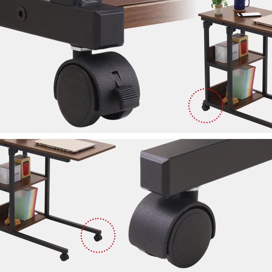 サイドテーブル 昇降 スリム 収納 コの字 キャスター 昇降テーブル