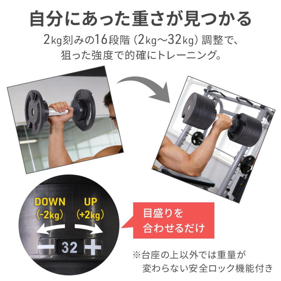 筋トレ用品　重さを変えれるダンベル ダンベル 可変式 32kg 30kg 20kg 5kg 10kg 16段階 可変式ダンベル 2kg