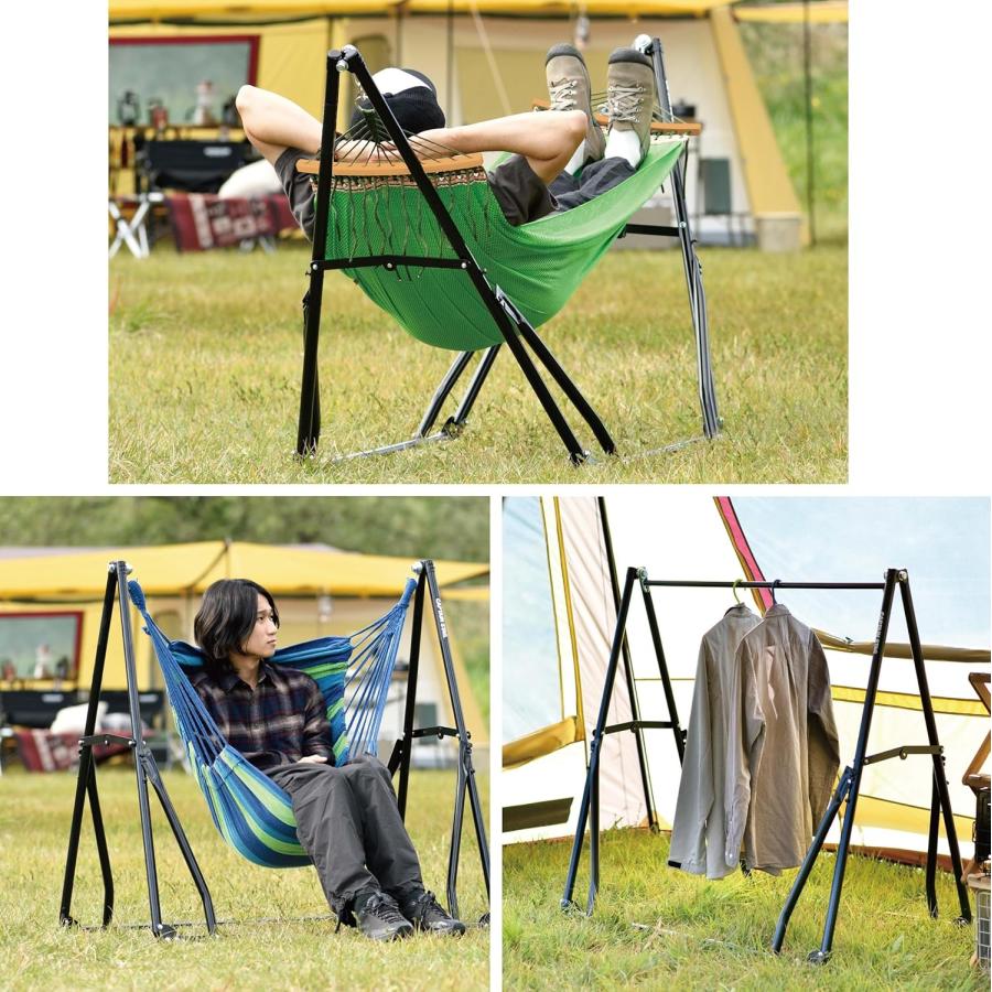 キャプテンスタッグ ハンモック 室内 自立式 3WAY 折りたたみ ハンモックチェア おしゃれ 夏 冬 庭 ベランダ 屋外 キャンプ 昼寝 アウトドア レジャー キャンプの画像