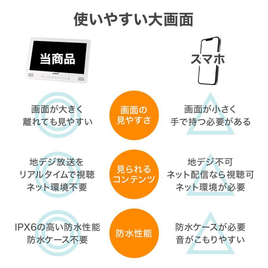 ポータブルテレビ 防水テレビ フルセグ 9インチ ラジオ テレビ