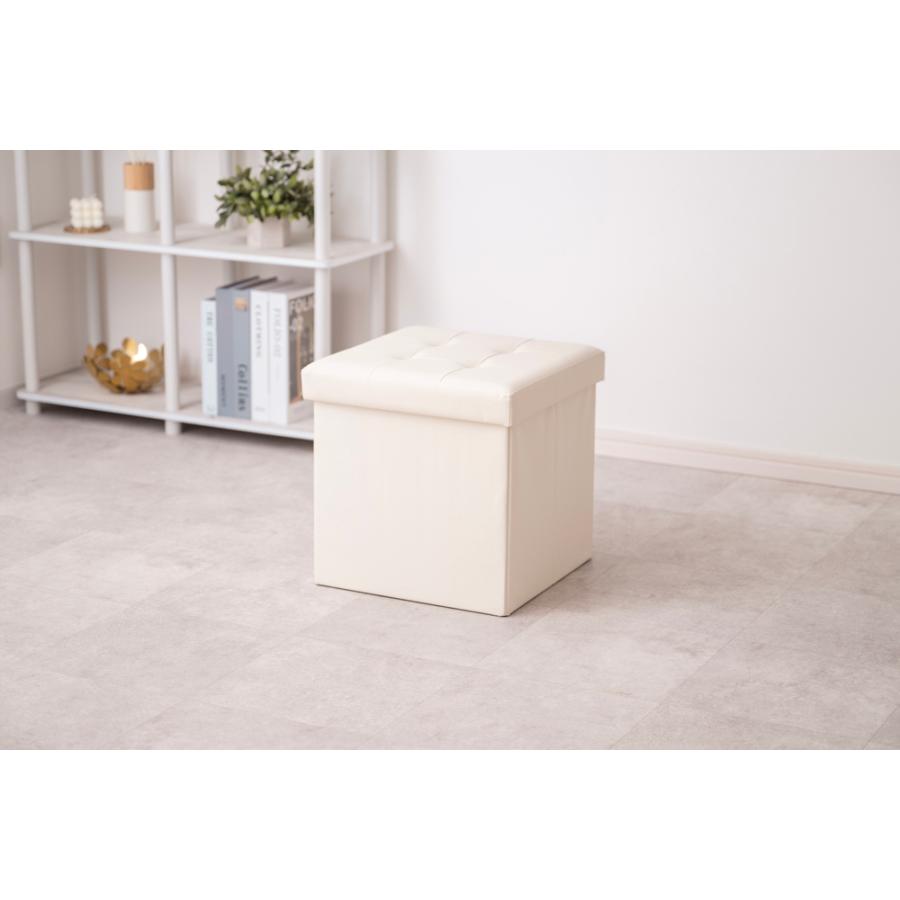 レッドＰＵレザー 収納スツール♦️小物整理に便利な仕切り付♦️送料込 emishop-ya_osr-l82-2