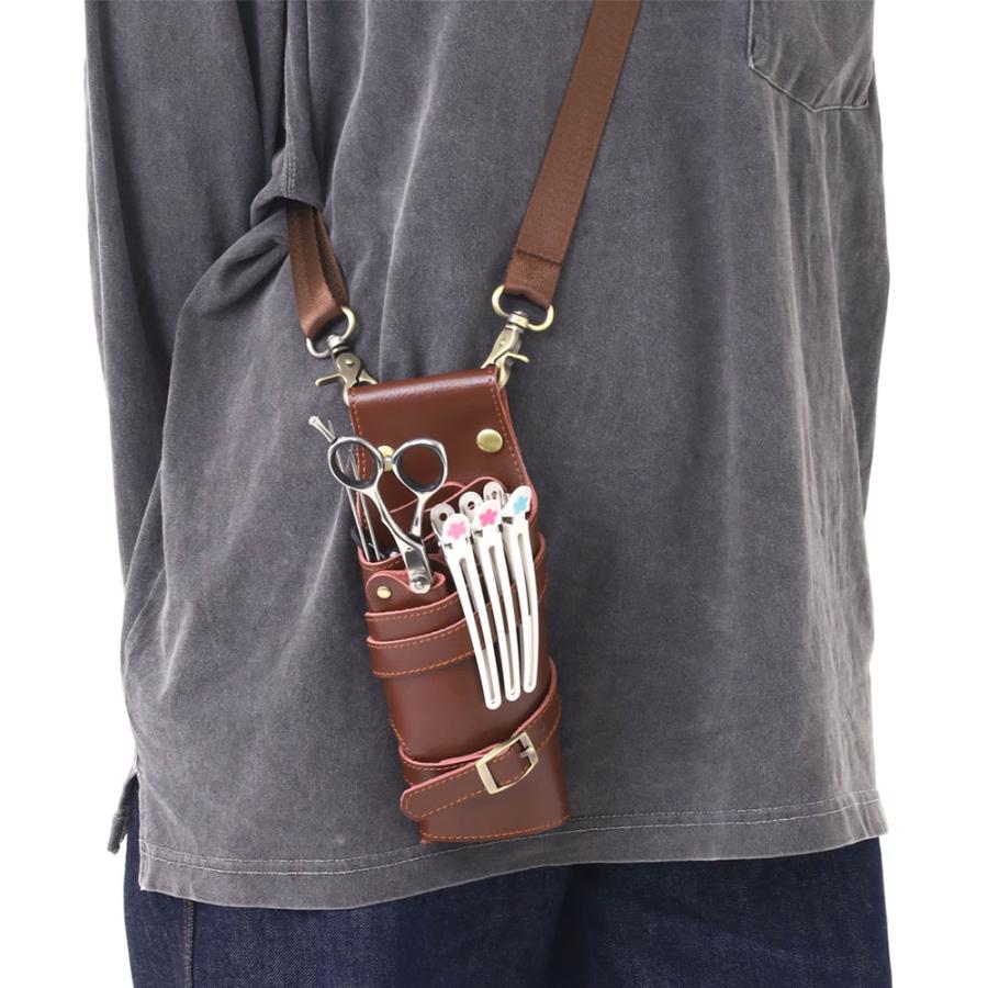 シザーケース 美容師 シザーバッグ トリマー 牛革 本革 花屋 軽い 腰