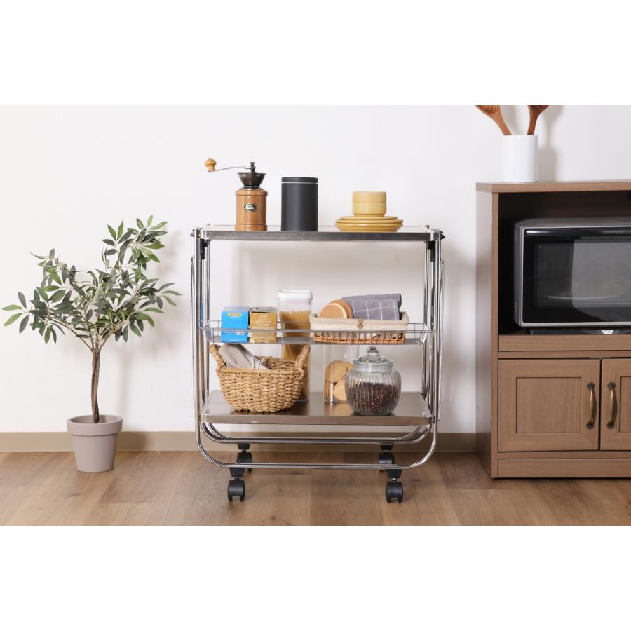 キッチン ワゴン キャスター付き ワンタッチ 折りたたみ