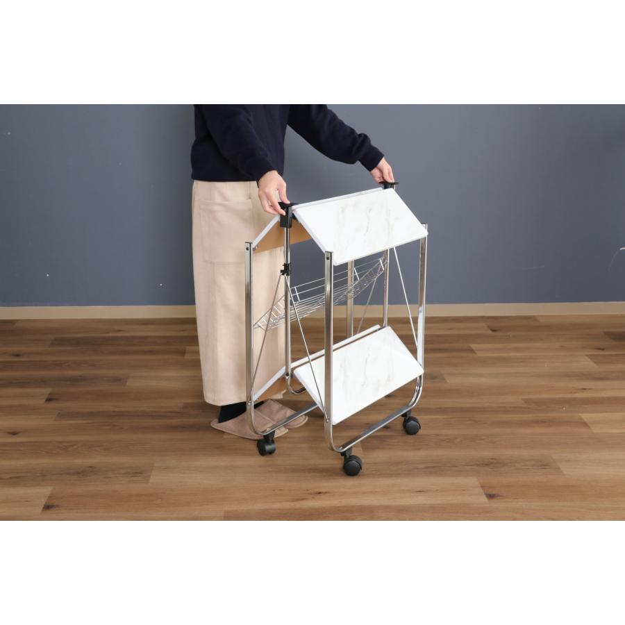 キッチン ワゴン キャスター付き ワンタッチ 折りたたみ