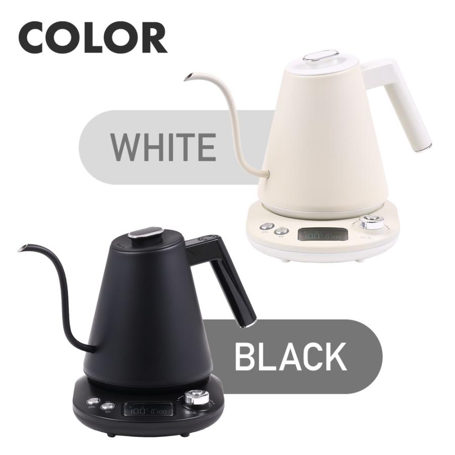 温度調節機能付きグースネックケトル　ホワイト 電気ケトル 1.0L 温度調節機能付きグースネックケトル 5温度調節