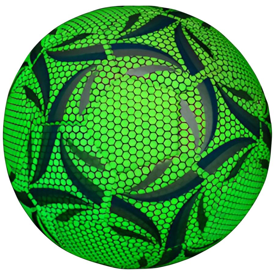 光るサッカーボール 4号 5号 プレゼント 夜間 練習 発光 蓄光 緑