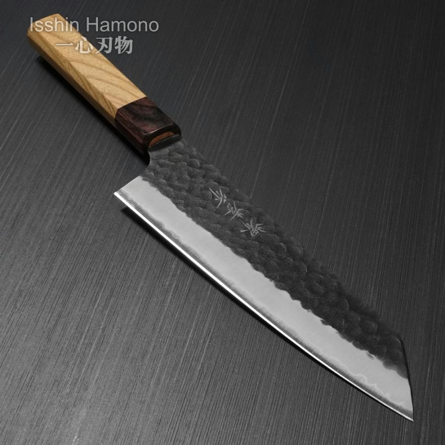 包丁 剣型牛刀 190mm 青紙スーパー 超青鋼 堺孝行 黒槌目 日本製