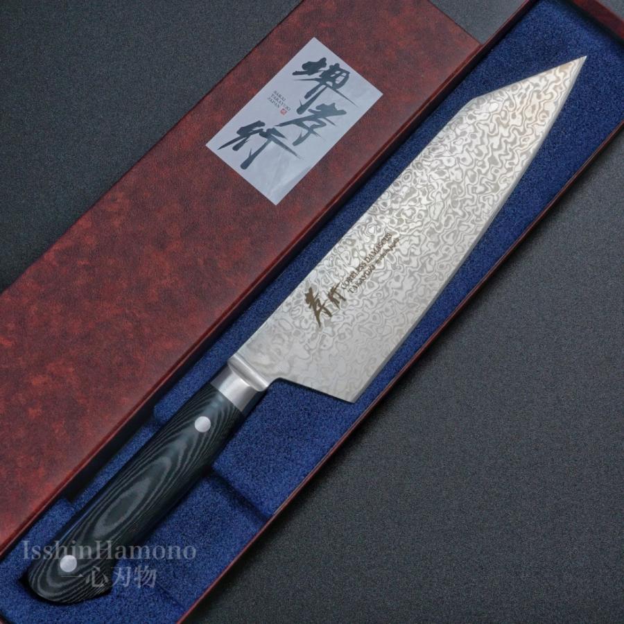 堺孝行 包丁 剣型牛刀 190mm 切付 コアレスダマスカス マイカルタ柄