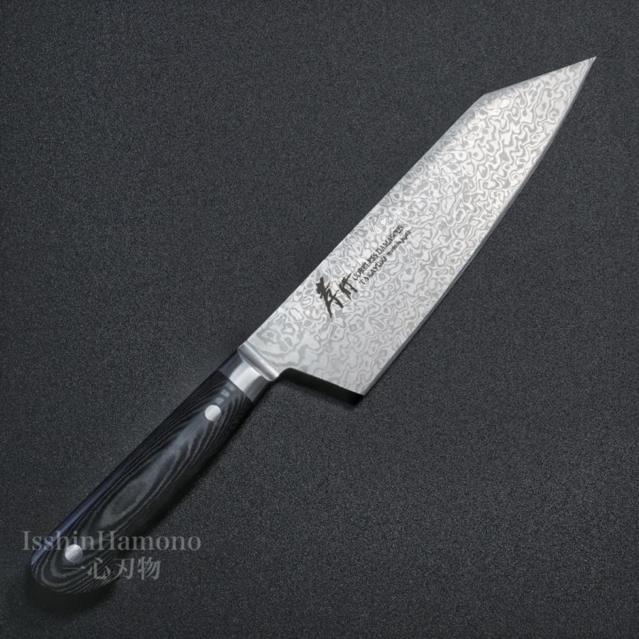 堺孝行 包丁 剣型牛刀 190mm 切付 コアレスダマスカス マイカルタ柄 
