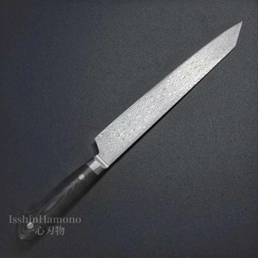 堺孝行 包丁 剣型柳刃 260mm 切付 コアレスダマスカス マイカルタ柄