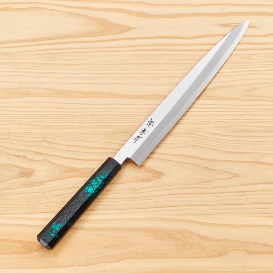 堺孝行 包丁 柳刃 カラー:緑べっ甲 7寸 210mm INOXなないろシリーズ
