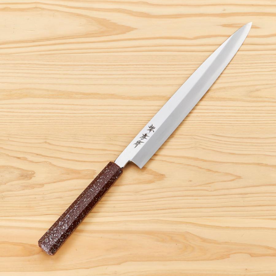 包丁 柳刃 カラー:ウルミ銀石目 8寸 240mm 堺孝行 INOXなないろシリーズ モリブデン特殊鋼 PC柄 日本製 和包丁
