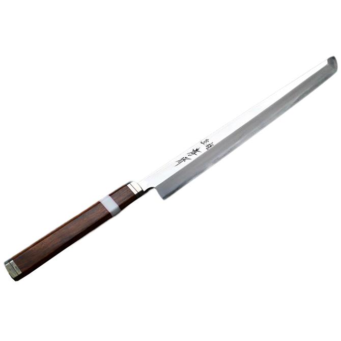 エ*ん様 先丸蛸引き 9寸 カーボンファイバ柄 鋼 堺孝行 包丁 先丸蛸引 9寸 270mm 安来銀三鋼 鏡面仕上げ デザート
