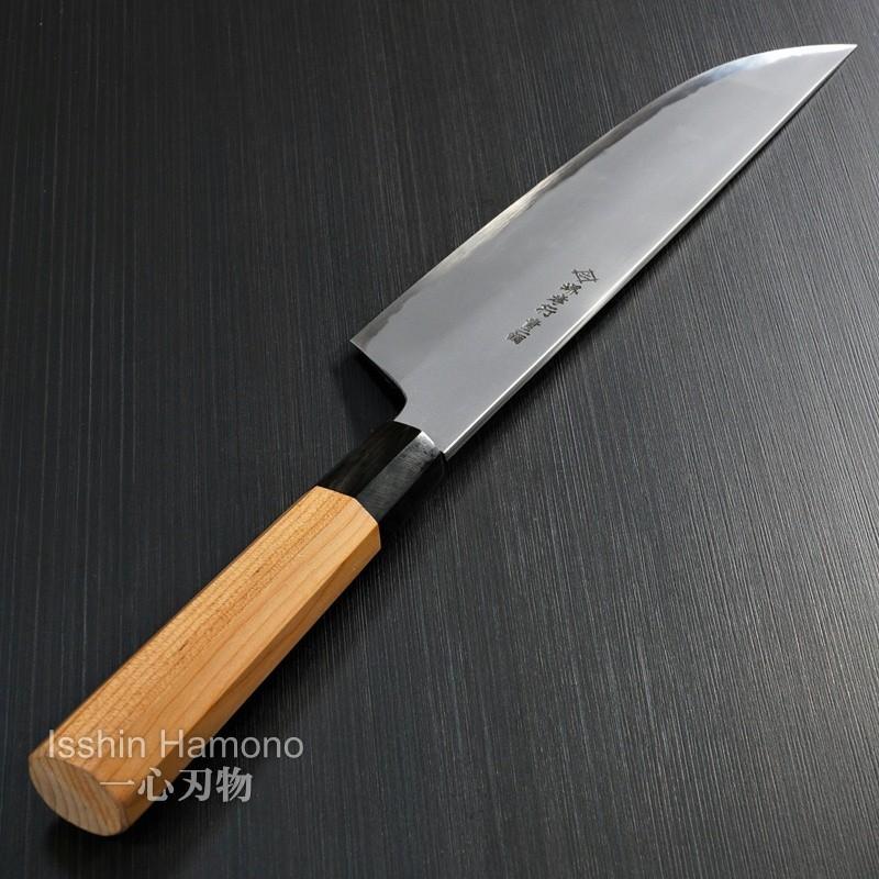 堺孝行 包丁 牛刀 240mm 孤月牛刀 青二鋼 焔 黒石目鞘 堺鍛冶師 土井
