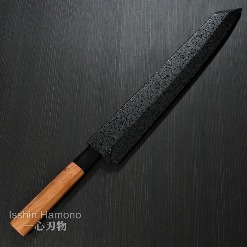 堺孝行 包丁 柳刃 剣型柳刃 300mm 青二鋼 焔 飛燕 黒石目鞘 堺鍛冶師