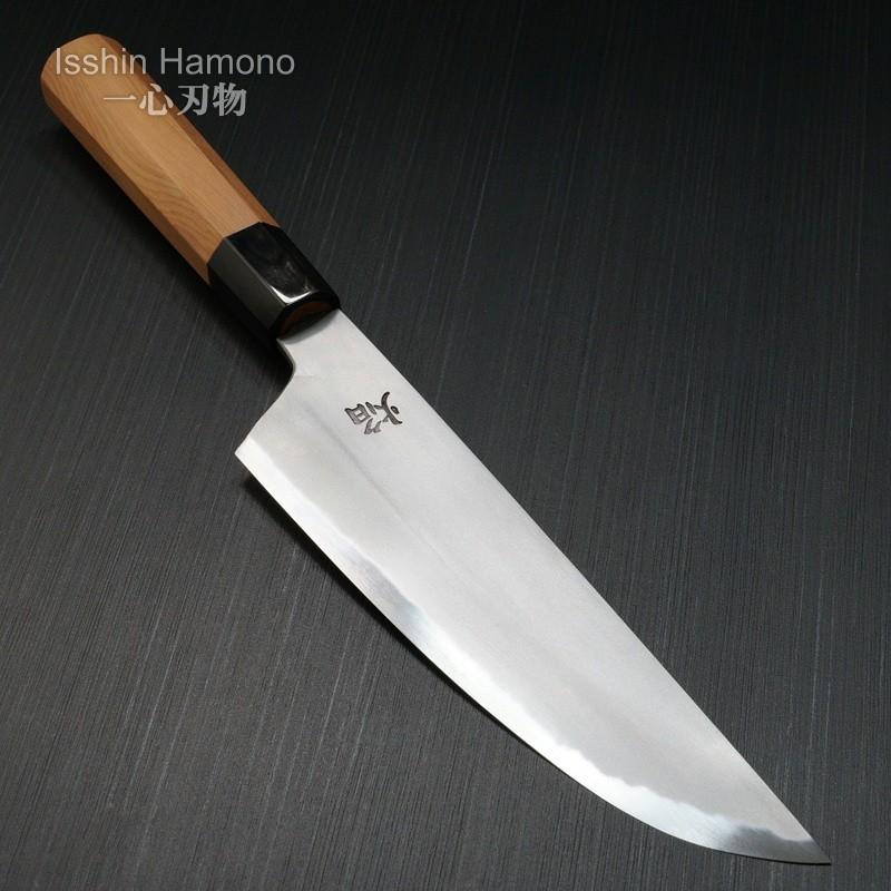 堺孝行 包丁 牛刀 210mm 孤月牛刀 青二鋼 焔 黒石目鞘 堺鍛冶師 土井