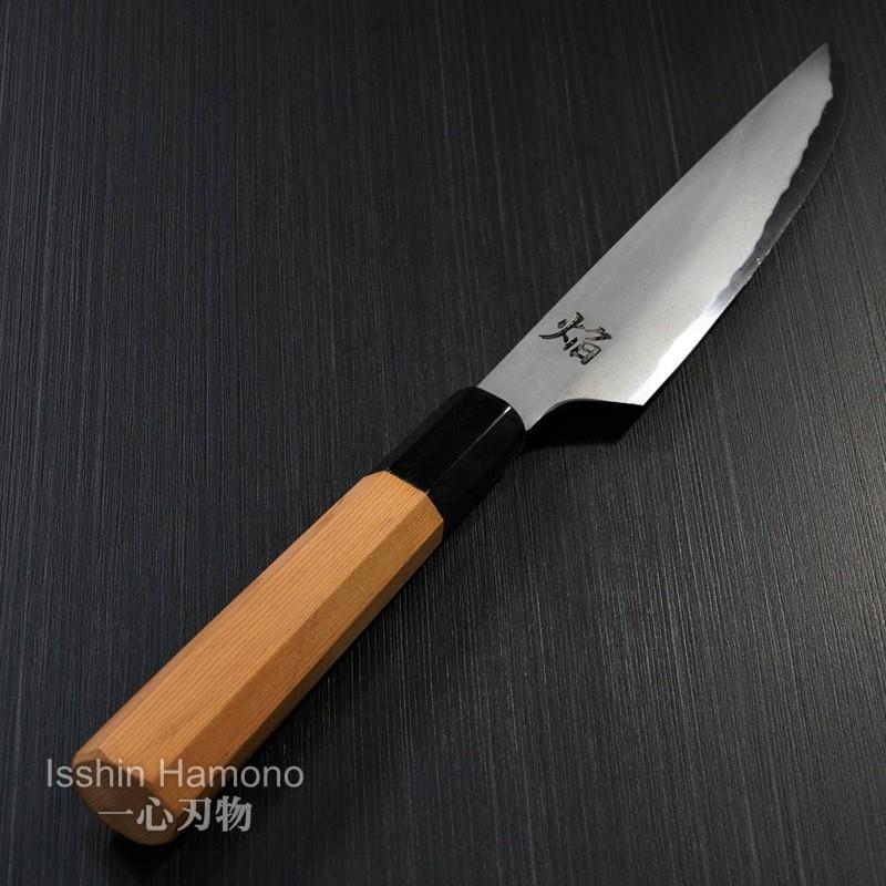 堺孝行 包丁 ペティナイフ 150mm 孤月ペテ 青二鋼 焔 黒石目鞘 堺鍛冶