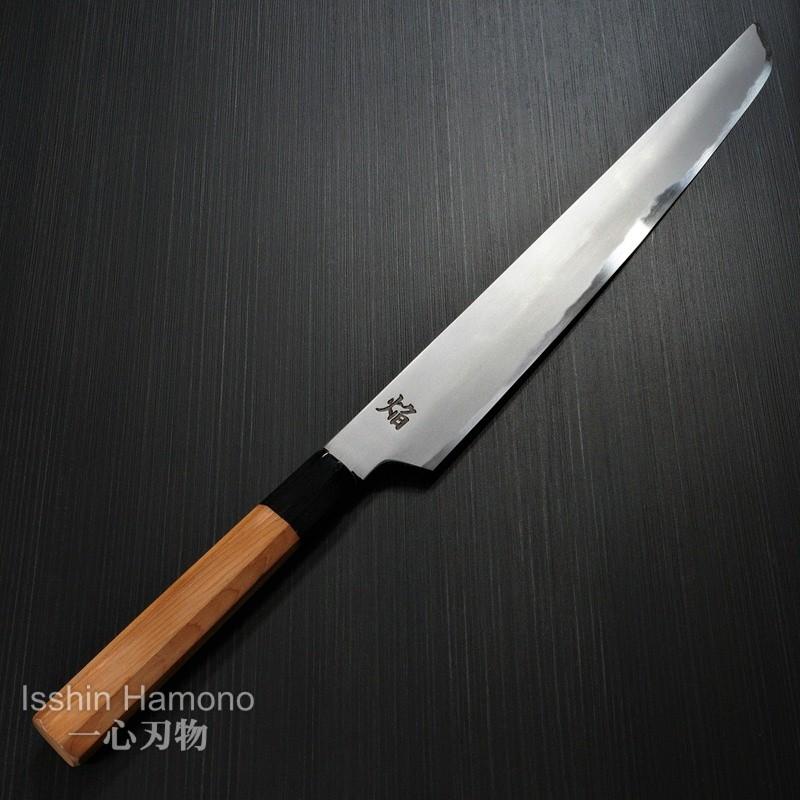 堺孝行　青2鋼　柳刃　尺　300ミリ 堺 孝行 青龍 青ニ鋼 切付柳刃包丁 300mm 鞘付き – 清助刃物