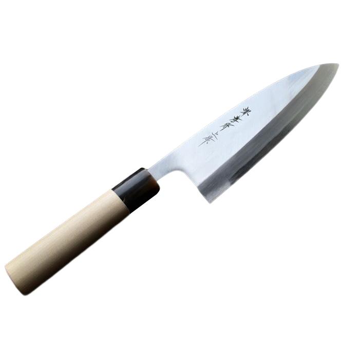 堺孝行 包丁 本出刃 6寸 180mm 安来白三鋼 本霞研 水牛柄 日本製 和 