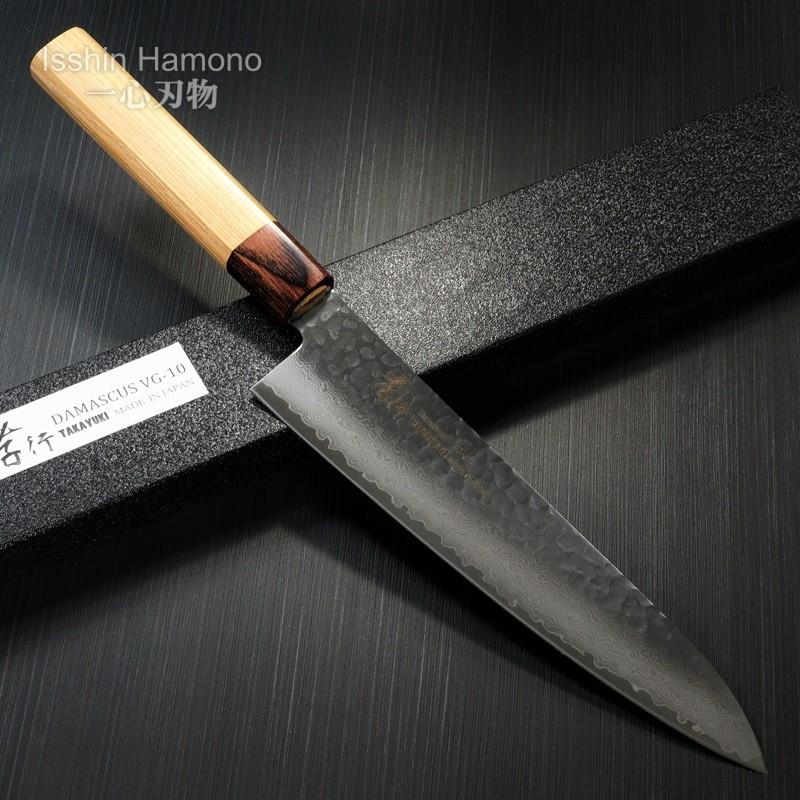 堺孝行 ダマスカス 牛刀包丁 210mm V金10号（型番i21004 堺孝行 V金10号ダマスカス33層鎚目 和式剣型牛刀（切付牛刀）190