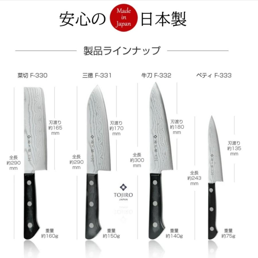 藤次郎 包丁 ダマスカス 三徳包丁 日本製 ステンレス V金10号 藤次郎 包丁 ダマスカス 三徳包丁 日本製 ステンレス V金10号