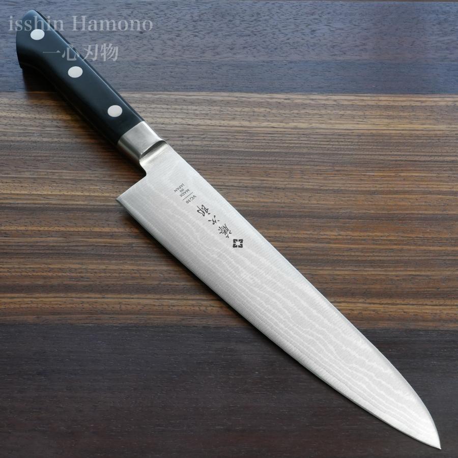 包丁 牛刀 210mm 藤次郎 V金10号 CLASSICダマスカス 37層ダマスカス鋼 口金付 霞流し 日本製 燕三条製｜discovery-shop｜04