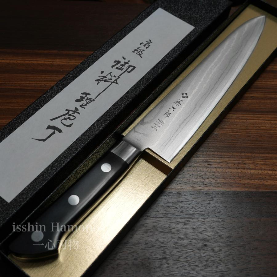 包丁 牛刀 210mm 藤次郎 V金10号 CLASSICダマスカス 37層ダマスカス鋼 口金付 霞流し 日本製 燕三条製｜discovery-shop｜07