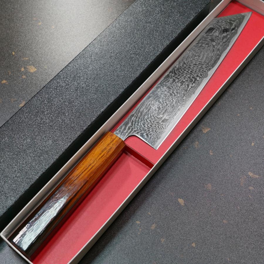 包丁 都 牛刀 AUS8 ダマスカス 積層強化木柄 210mm 37 包丁 都 牛刀