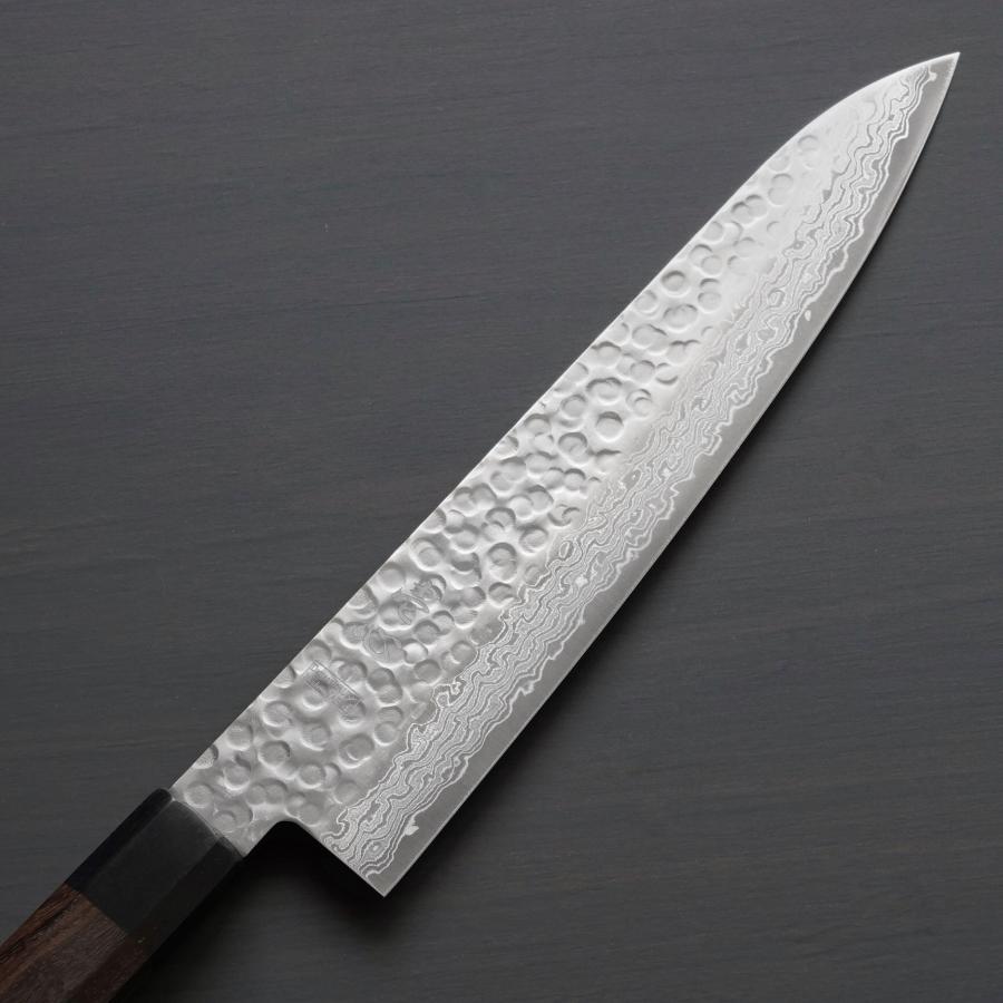 包丁 和牛刀 240mm 45層ダマスカス AUS10 ステンレス 槌目 紫檀柄 一心刃物 関市 日本製 すごく よく 切れる プロ ギフト ラッピング 送料無料の画像