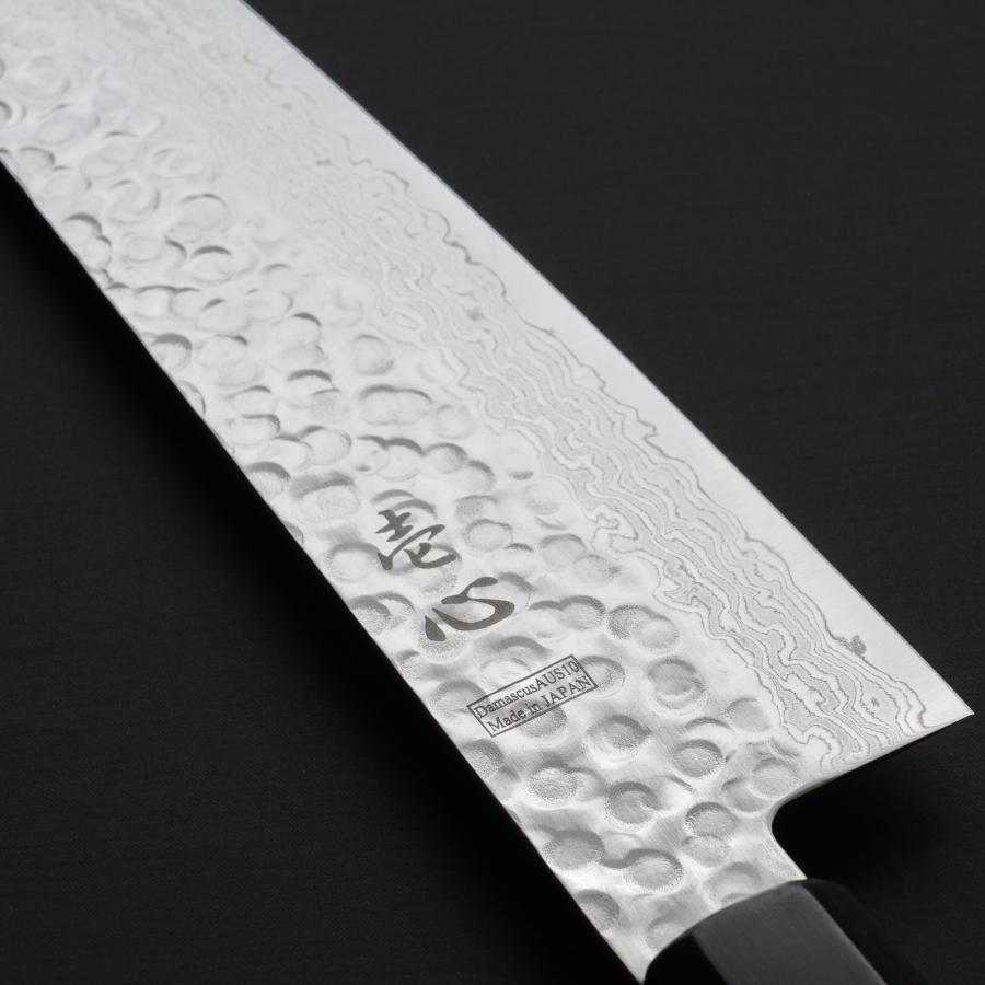 包丁 和牛刀 240mm 45層ダマスカス AUS10 ステンレス 槌目 紫檀柄 一心刃物 関市 日本製 すごく よく 切れる プロ ギフト ラッピング 送料無料の画像